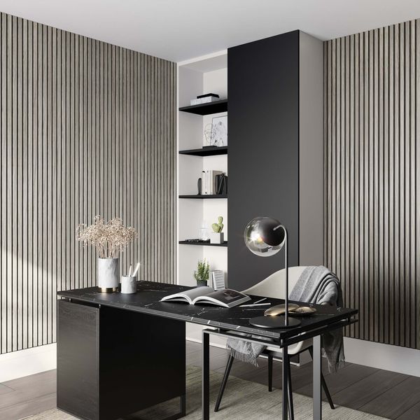 Silver Grey Acoustic Wood Slat Panel