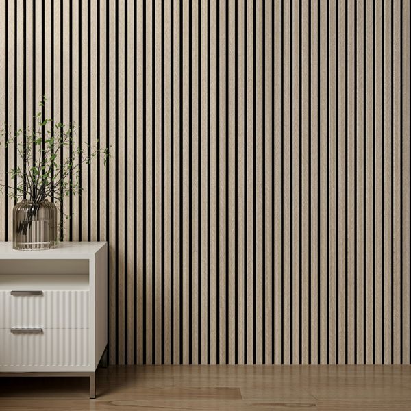 Chevron Hessian Beige Acoustic Wood Slat Panel