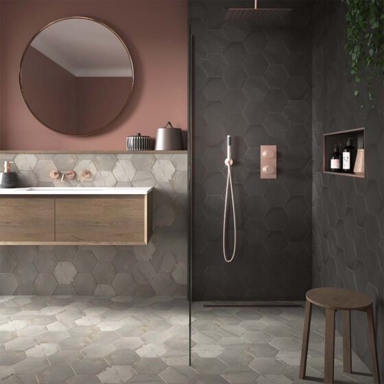 Hex Steel Glazed Porcelain Wall & Floor Tile 175x202mm