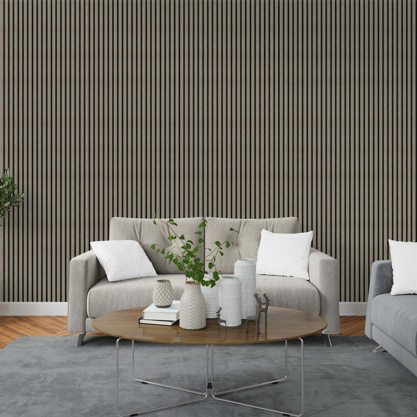 Silver Grey Acoustic Wood Slat Panel