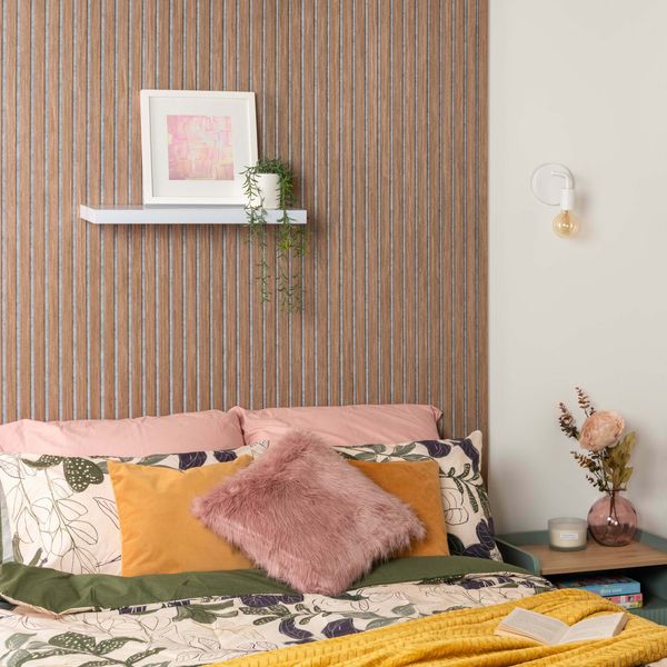 Smoked Oak Acoustic Wood Slat Panel (Grey Felt)